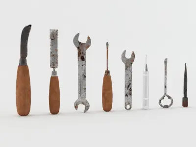 Rusty Tools Low-poly 3D model