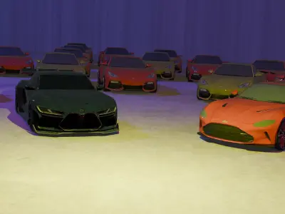 Luxury Sports Car 3D Model - 4K PBR Textures - Game Ready Low-poly 3D model