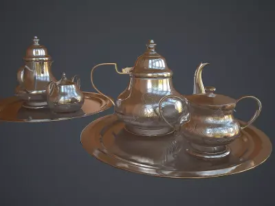 Victorian era silver teapot Low-poly 3D model
