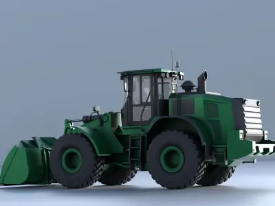 Wheel Loader Mint Green Low-poly 3D model