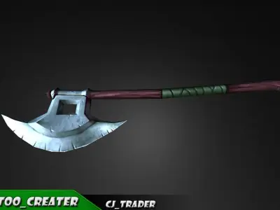 Fantasy Axe Lowpoly 3D Model Low-poly 3D model