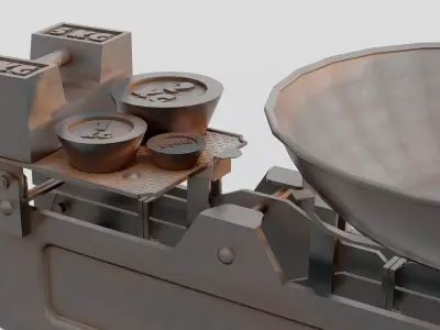 Old Weighing Scale with Coins Free low-poly 3D model