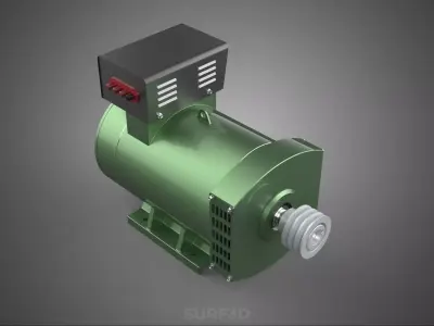 ELECTRICAL GENERATOR MOTOR ALTERNATOR DYNAMO TERMINAL BOX PULLEY 3D model