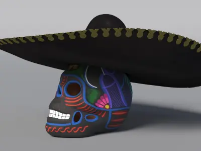 Dark Mariachi Skull 3D model
