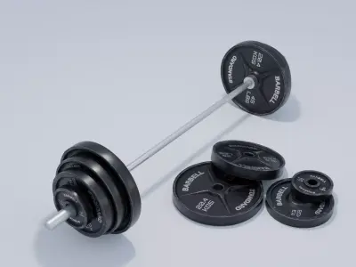 Barbell with 4K and 2K Textures Low-poly 3D model