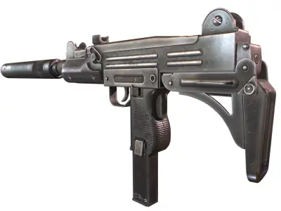 Uzi sub-machine gun Low-poly 3D model