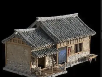 Old Japanese building for hyper realistic animation Free 3D model