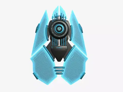 SciFi Shield A01 Black Blue - Sci Fi Weapon Design Low-poly 3D model