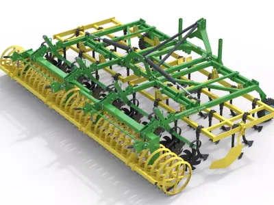 Kerner Stratos S 450 Agricultural Cultivator Low-poly 3D model