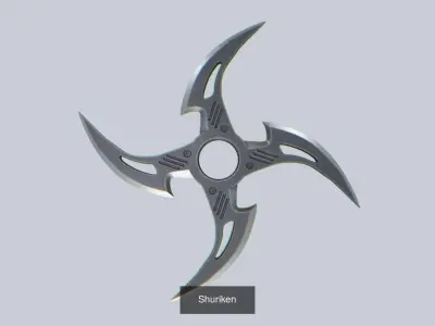 Kunai and shuriken collection 3D Model Pack