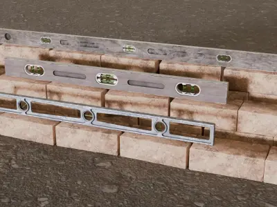 Spirit Level - 3 Set Low-poly 3D model