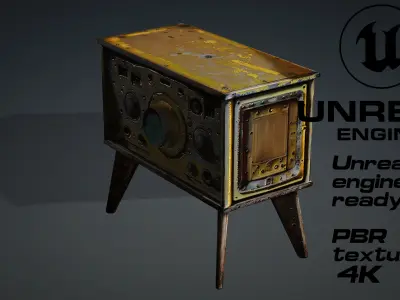 Old Steampunk televisor - vintage - Gas Mask game ready UE5 FBX Low-poly 3D model