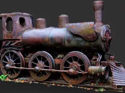 locomotive mining old rusty iron wreck PBR photogrammetry 3D model