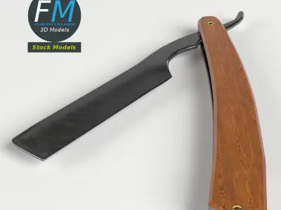 Vintage straight razor 3D model purchase
