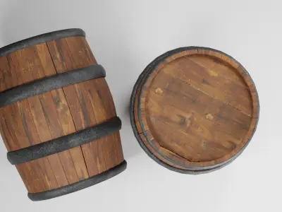 Special Wooden Barrel Low-poly 3D model