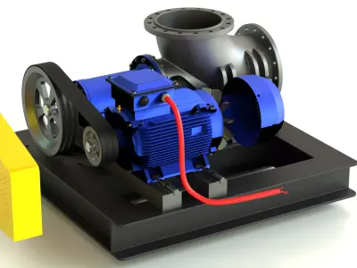 Axial Flow Pump for Chemical Industry 3D Model 3D model