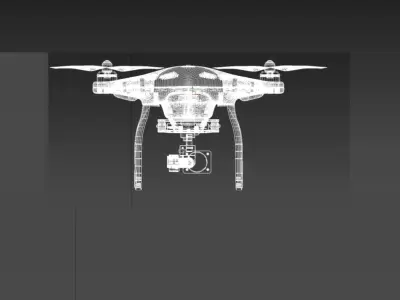 White Four-Rotor Drone 3D model