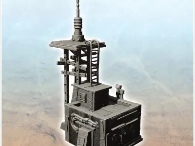 Transmission station with long distance antenna and cabin -10- 3D print model