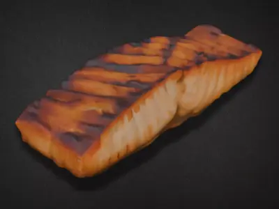 Realistic Grilled Salmon Fillet Model 3D model