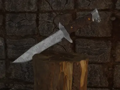 Combat knife Low-poly 3D model 5