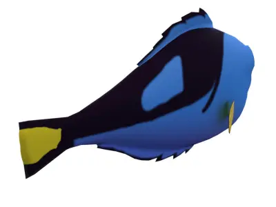 Blue Tang Fish Cartoon Animated Low-poly 3D model
