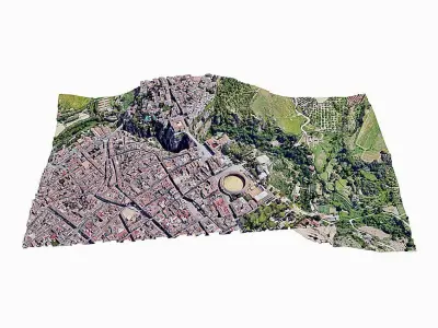 Ronda-bridge-cliff city in spain Low-poly 3D model