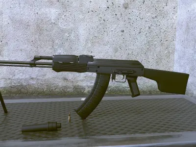 RPK Russian Assault Rifle Game Ready 2 Variations Low-poly 3D model