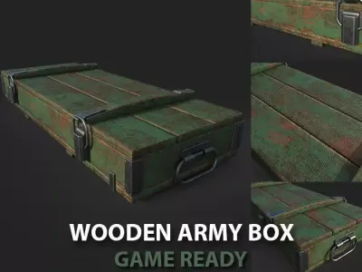 wooden army box  Low-poly 3D model