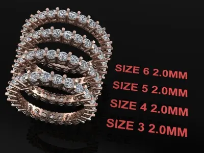 Dainty Infinity Diamond band 2mm Mix Size 3 4 5 6 3D print model