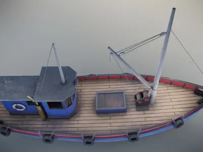 Fishing Boat Low-poly 3D model 2