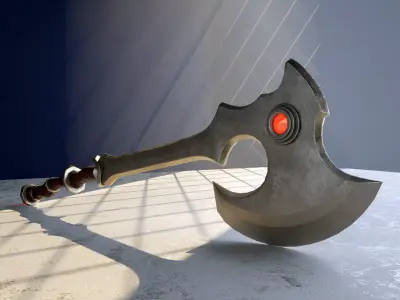 medieval axe Low-poly 3D model 5
