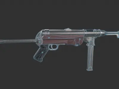 MP40 Submachine Gun Low-poly 3D model
