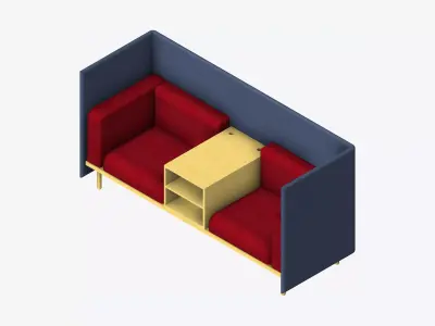 Furniture - Sofa - Contemporary - Flame - Central Shelf Low-poly 3D model