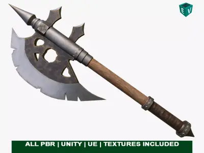 Battle Axe 16 All PBR Unity UE Textures Included Low-poly 3D model