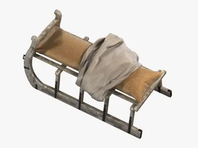 Restoration Hardware ANTIQUE HUNGARIAN SLEIGH BENCH BURLAP 3D model
