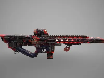 M4-HM Sniper Rifle  Sunrise Low-poly 3D model