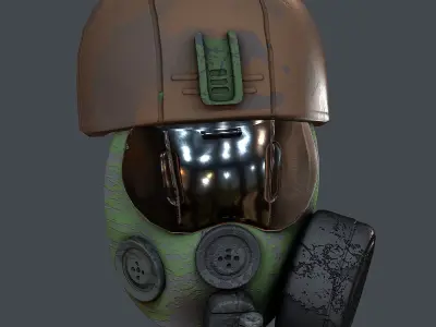 Gas mask helmet 3d model scifi Low-poly  Low-poly 3D model 549