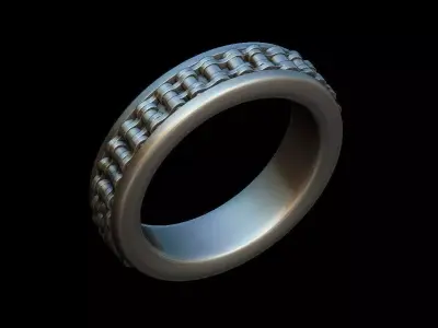 Bike Chain Band Ring Ring Size 10 US   3D Printable Model 3D print model
