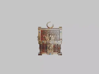 Medieval Wooden Treasure Chest with Metal Details Low-poly 3D model