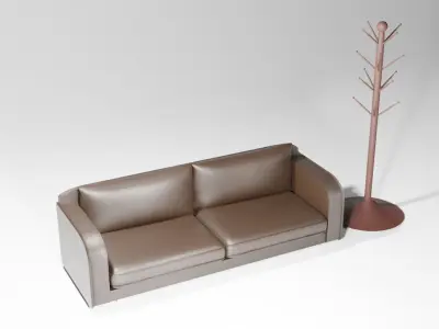 Leather armchair and gift hanger Free 3D model