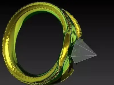 Golden diamond ring 3D model