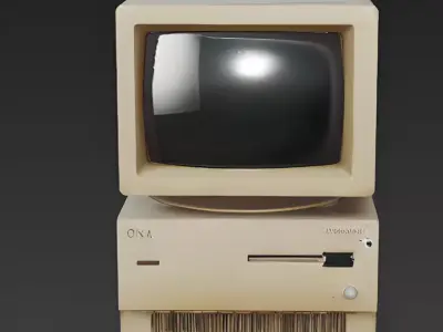 Realistic 80s Retro Desktop Computer 3d model Low-poly 3D model