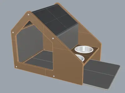 Cat House with Bowl Free low-poly 3D model