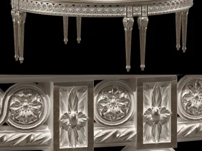 rococo coffe tables set 3D model