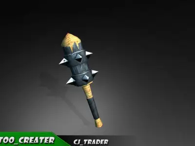 Bladed Mace Low poly Fantasy 3d model Low-poly 3D model