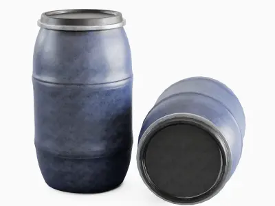 Dirty Plastic Barrel 01 Low-poly 3D model