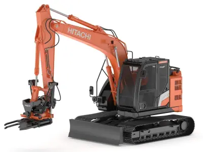 Hitachi Excavator ZX135-7 With Custom Arm 3D model