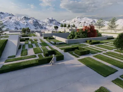 public park-Private Park Landscape 3D model 16