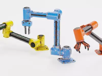 Robotic Arms with Worn Finish Collection - Rigged 3D model