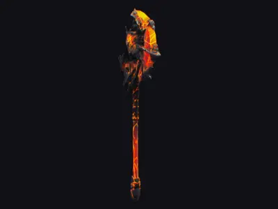 Axe Twohanded Large Mace Weapon Cutting Fantasy Melee Hatchet Low-poly 3D model